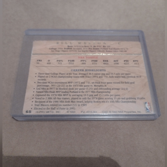 NEW!💯 BILL WALTON HALL OF FAME OLD SCHOOL BLAZERS BASKETBALL CARD WITH CASE! - Picture 14 of 16